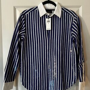 Polo by Ralph Lauren Blue and White Casual Button Down Shirt